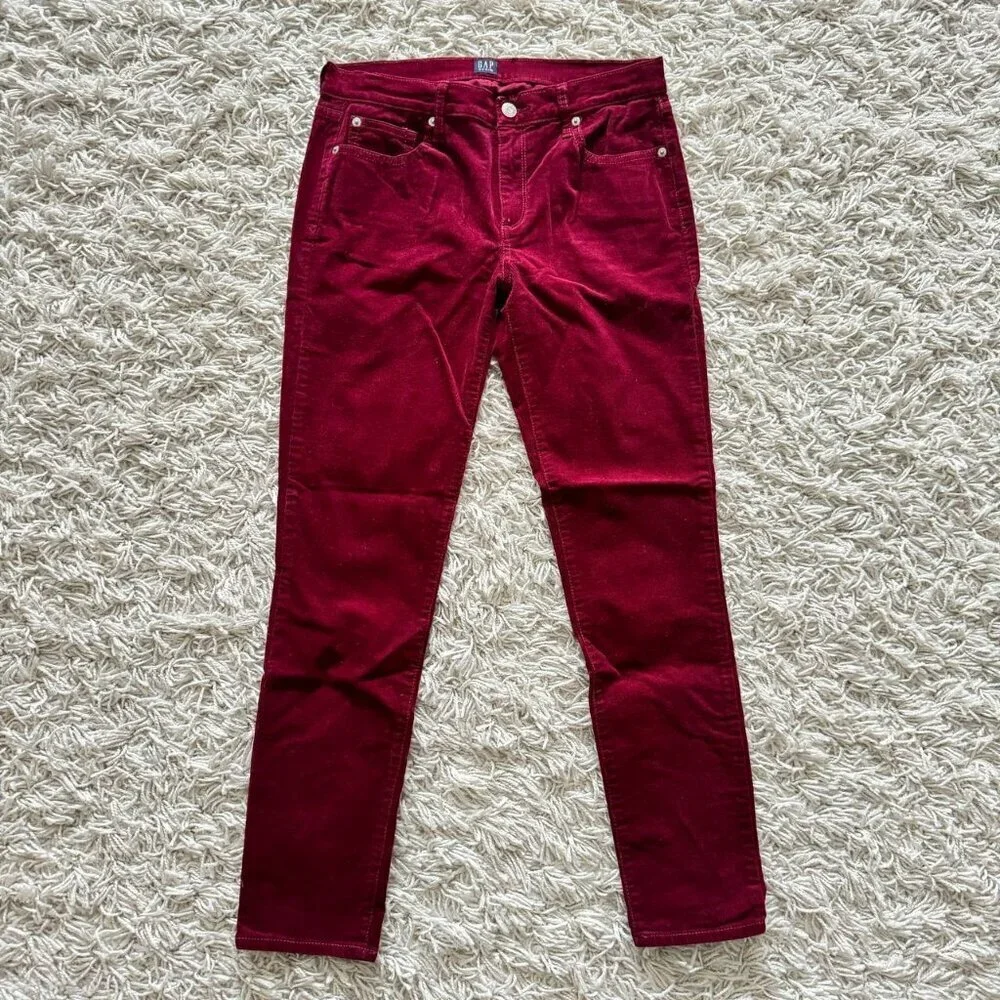 GAP Denim Corduroy Stretchy Low Rise Burgundy Pants - Size Small (fits like 4) - Picture 2 of 8